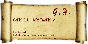 Gáli Hümér névjegykártya